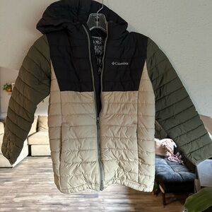 Columbia Black and Olive Puffer Jacket